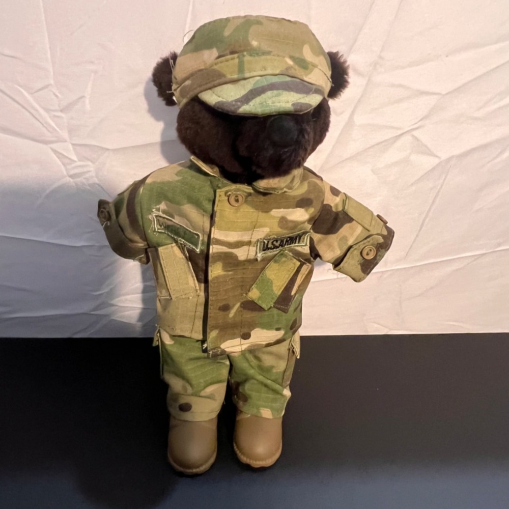 Vtg Bear Forces of America 12" Army Teddy Bear OCP Camo Uniform Wright Name Tape